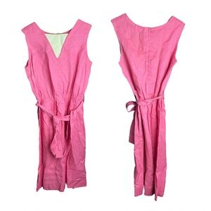 Masket Bros Vintage 60s 70s Pink Dress Midi Cinched Waist Sleeveless Zip